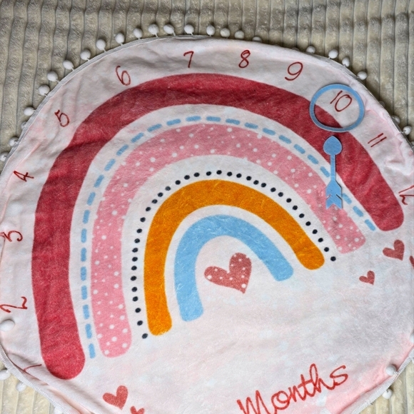 Other - Newborn Photography 1pc Rainbow Pattern Pom Pom Trim Blanket & 2pcs Accessory Pr